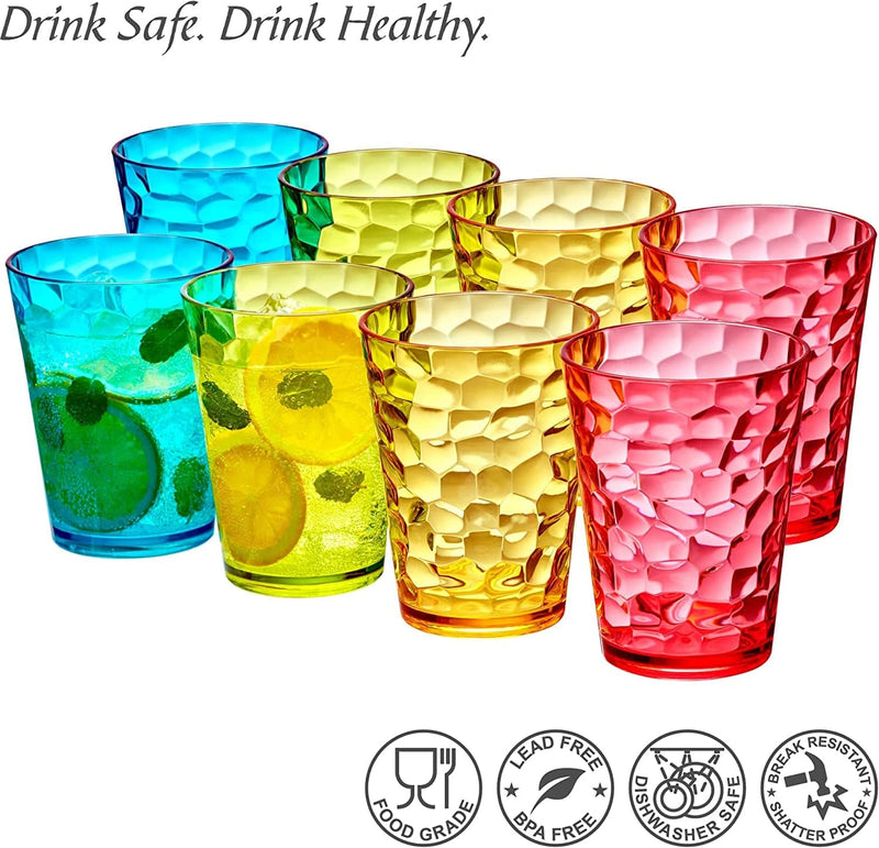 Amazing Abby - Iceberg - 16-Ounce Plastic Tumblers (Set of 8), Plastic Drinking Glasses, Mixed-Color High-Balls, Reusable Plastic Cups, Stackable, Bpa-Free, Shatter-Proof, Dishwasher-Safe Home & Garden > Kitchen & Dining > Tableware > Drinkware Amazing Abby   