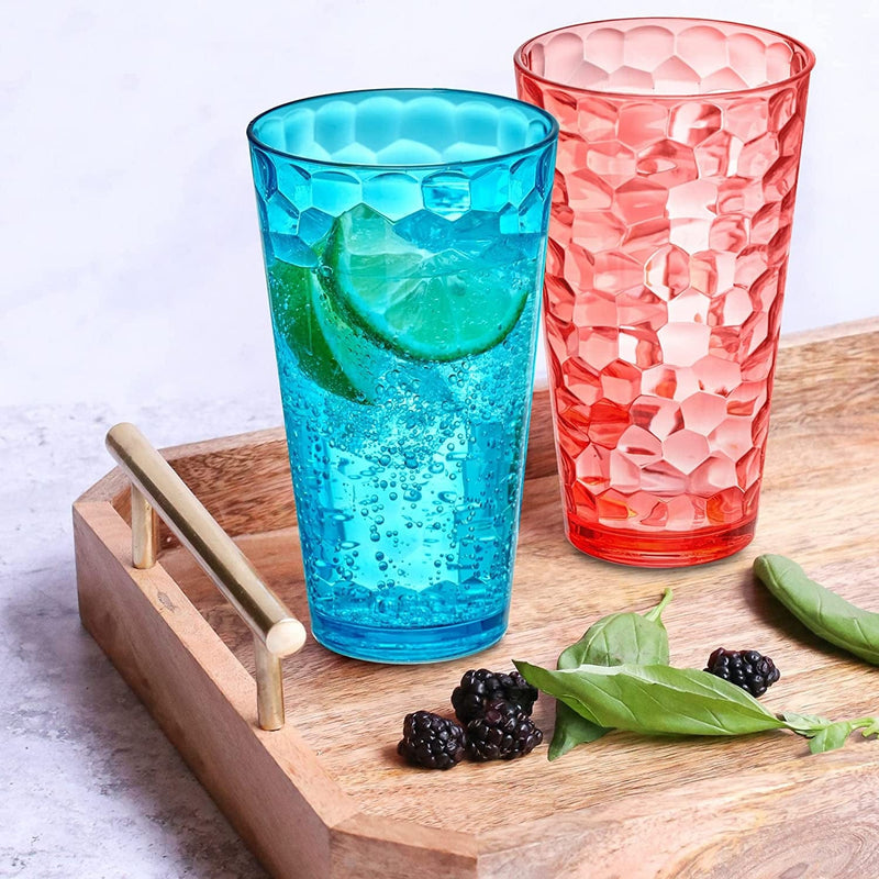 Amazing Abby - Iceberg - 24-Ounce Plastic Tumblers (Set of 8), Plastic Drinking Glasses, Mixed-Color High-Balls, Reusable Plastic Cups, Stackable, Bpa-Free, Shatter-Proof, Dishwasher-Safe Home & Garden > Kitchen & Dining > Tableware > Drinkware Amazing Abby   