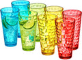 Amazing Abby - Iceberg - 24-Ounce Plastic Tumblers (Set of 8), Plastic Drinking Glasses, Mixed-Color High-Balls, Reusable Plastic Cups, Stackable, Bpa-Free, Shatter-Proof, Dishwasher-Safe Home & Garden > Kitchen & Dining > Tableware > Drinkware Amazing Abby Mixed-Color  