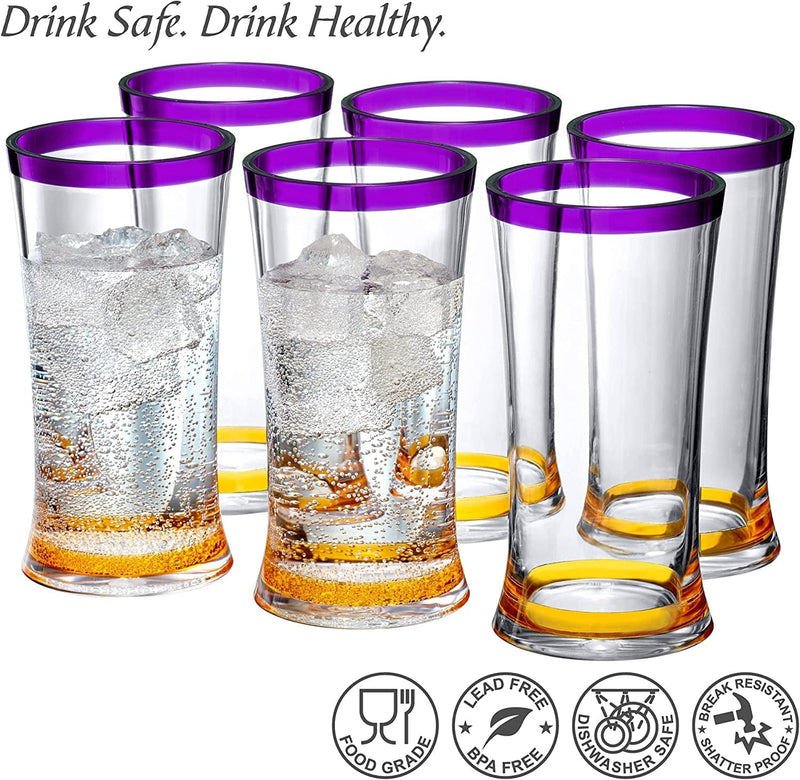 Amazing Abby - Los Angeles - 18-Ounce Plastic Tumblers (Set of 6), Plastic Drinking Glasses, All-Clear High-Balls, Reusable Plastic Cups, Stackable, Bpa-Free, Shatter-Proof, Dishwasher-Safe Home & Garden > Kitchen & Dining > Tableware > Drinkware Amazing Abby   