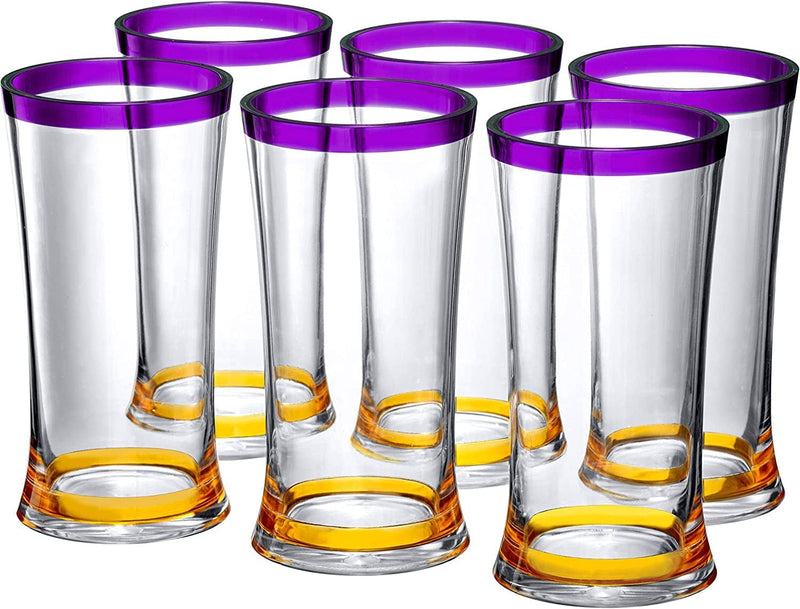 Amazing Abby - Los Angeles - 18-Ounce Plastic Tumblers (Set of 6), Plastic Drinking Glasses, All-Clear High-Balls, Reusable Plastic Cups, Stackable, Bpa-Free, Shatter-Proof, Dishwasher-Safe