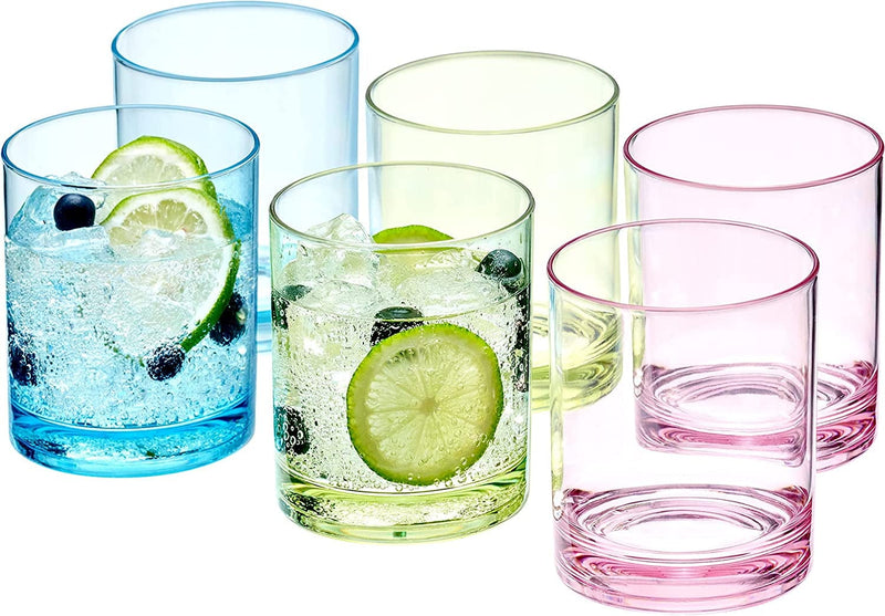 Amazing Abby - Probity - 12-Ounce Plastic Tumblers (Set of 6), Plastic Drinking Glasses, All-Clear High-Balls, Reusable Plastic Cups, Bpa-Free, Shatter-Proof, Dishwasher-Safe Home & Garden > Kitchen & Dining > Barware Amazing Abby Mixed-Color, 12 oz  