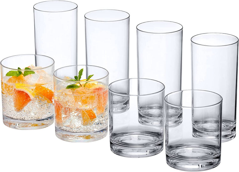 Amazing Abby - Probity - 12-Ounce Plastic Tumblers (Set of 6), Plastic Drinking Glasses, All-Clear High-Balls, Reusable Plastic Cups, Bpa-Free, Shatter-Proof, Dishwasher-Safe Home & Garden > Kitchen & Dining > Barware Amazing Abby All-Clear, 12 oz + 16 oz  
