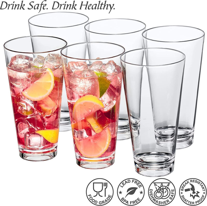 Amazing Abby - Serenity - 24-Ounce Plastic Tumblers (Set of 6), Plastic Drinking Glasses, All-Clear High-Balls, Reusable Plastic Cups, Stackable, Bpa-Free, Shatter-Proof, Dishwasher-Safe Home & Garden > Kitchen & Dining > Tableware > Drinkware Amazing Abby   