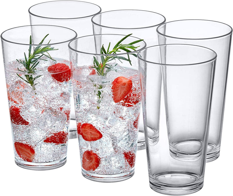 Amazing Abby - Serenity - 24-Ounce Plastic Tumblers (Set of 6), Plastic Drinking Glasses, All-Clear High-Balls, Reusable Plastic Cups, Stackable, Bpa-Free, Shatter-Proof, Dishwasher-Safe Home & Garden > Kitchen & Dining > Tableware > Drinkware Amazing Abby Clear 30 oz 