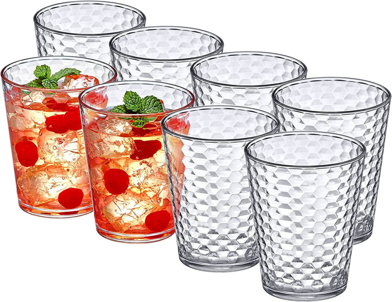 Amazing Abby - Snowflake - 24-Ounce Plastic Tumblers (Set of 8), Plastic Drinking Glasses, All-Clear High-Balls, Reusable Plastic Cups, Stackable, Bpa-Free, Shatter-Proof, Dishwasher-Safe
