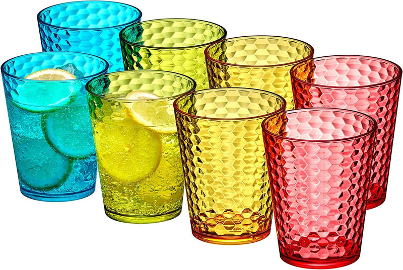 Amazing Abby - Snowflake - 24-Ounce Plastic Tumblers (Set of 8), Plastic Drinking Glasses, All-Clear High-Balls, Reusable Plastic Cups, Stackable, Bpa-Free, Shatter-Proof, Dishwasher-Safe Home & Garden > Kitchen & Dining > Tableware > Drinkware Amazing Abby Mixed-Color, 16 oz  
