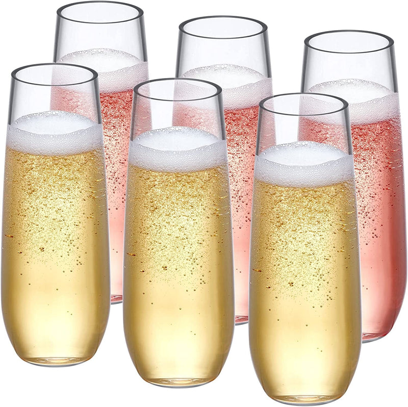 Amazing Abby - Sofia - 8-Ounce Unbreakable Tritan Champagne Flutes (Set of 6), Plastic Stemless Wine Glasses, Reusable, Bpa-Free, Dishwasher-Safe, Perfect for Poolside, Outdoors, Camping, and More Home & Garden > Kitchen & Dining > Tableware > Drinkware Amazing Abby Celia (6-Pack)  