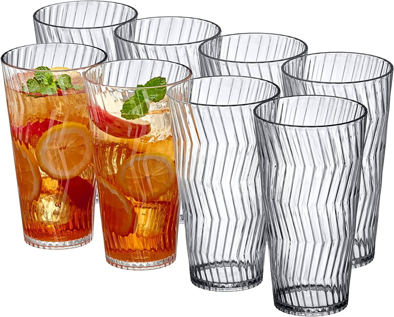 Amazing Abby - Stream - 24-Ounce Plastic Tumblers (Set of 8), Plastic Drinking Glasses, All-Clear High-Balls, Reusable Plastic Cups, Stackable, Bpa-Free, Shatter-Proof, Dishwasher-Safe Home & Garden > Kitchen & Dining > Tableware > Drinkware Amazing Abby All-Clear 8 Count (Pack of 1) 