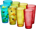 Amazing Abby - Stream - 24-Ounce Plastic Tumblers (Set of 8), Plastic Drinking Glasses, All-Clear High-Balls, Reusable Plastic Cups, Stackable, Bpa-Free, Shatter-Proof, Dishwasher-Safe Home & Garden > Kitchen & Dining > Tableware > Drinkware Amazing Abby Mixed-Color 8 Count (Pack of 1) 