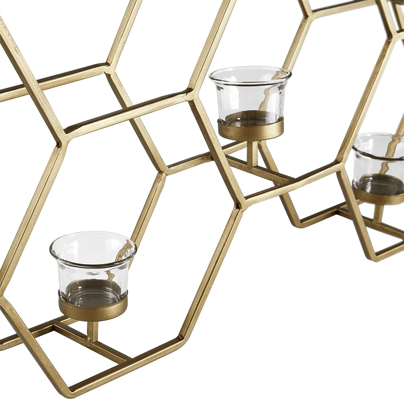Amazon Brand – Rivet Modern Metal Wall Mounted Hexagon Tealight Candle Holder Decor - 11.5"H, Gold Home & Garden > Decor > Home Fragrance Accessories > Candle Holders Rivet   