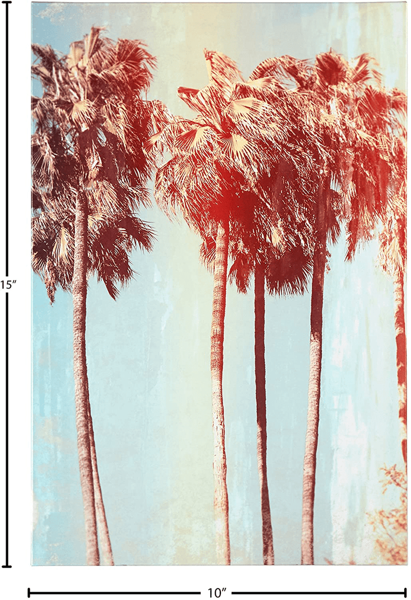 Amazon Brand – Rivet Vintage-Look Turquoise and Sepia Palm Tree Print, 10"x15"