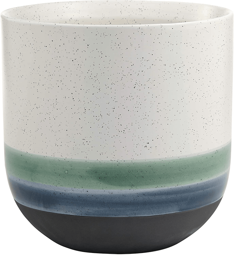 Amazon Brand – Rivet Westline Modern Indoor Outdoor Hand-Painted Stoneware Flower Vase, 9.5"H, Red White Blue Black Home & Garden > Decor > Vases Rivet Teal Large Planter 