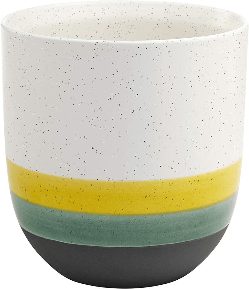 Amazon Brand – Rivet Westline Modern Indoor Outdoor Hand-Painted Stoneware Flower Vase, 9.5"H, Red White Blue Black Home & Garden > Decor > Vases Rivet Yellow Medium Planter 