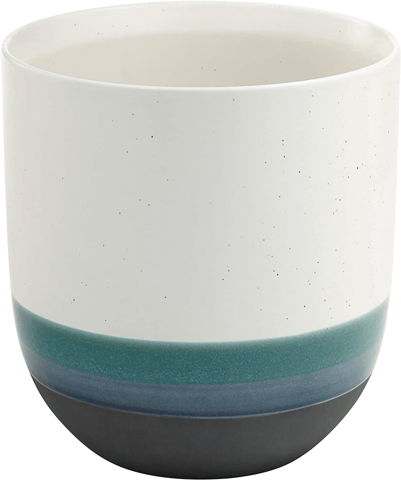 Amazon Brand – Rivet Westline Modern Indoor Outdoor Hand-Painted Stoneware Flower Vase, 9.5"H, Red White Blue Black Home & Garden > Decor > Vases Rivet Teal Medium Planter 