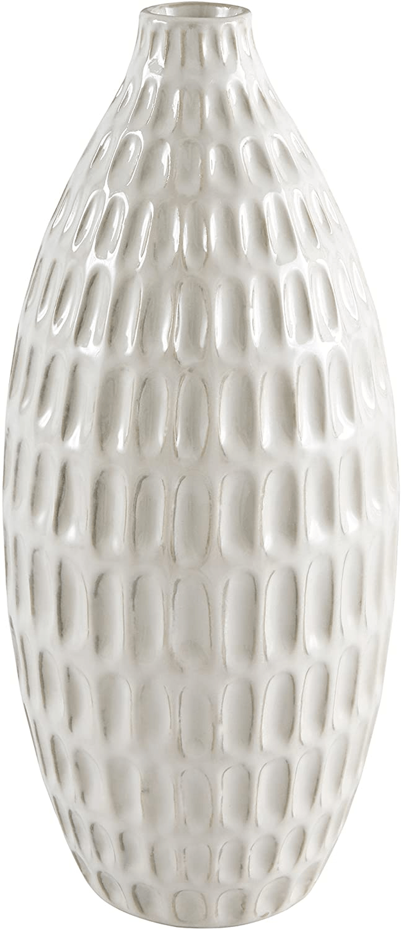 Amazon Brand – Stone & Beam Modern Oval Pattern Decorative Stoneware Vase, 8.75 Inch Height, Off-White Home & Garden > Decor > Vases Stone & Beam Large  