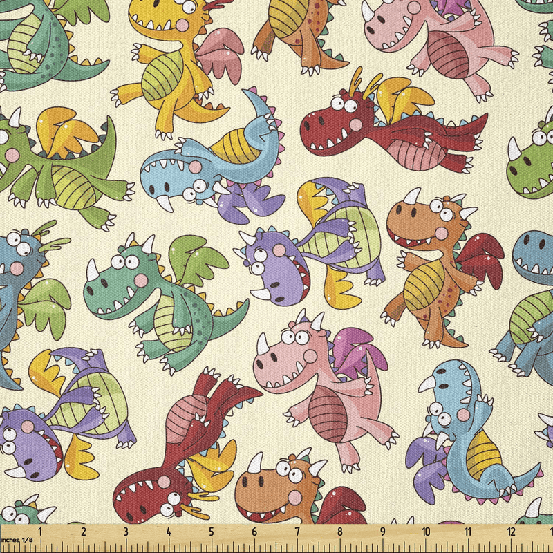 Ambesonne Cartoon Fabric by The Yard, Loving Dangerous Happy Dinasours in Rainbow Colored Print, Stretch Knit Fabric for Clothing Sewing and Arts Crafts, 2 Yards, Green Pink Arts & Entertainment > Hobbies & Creative Arts > Arts & Crafts > Crafting Patterns & Molds > Sewing Patterns Ambesonne Green Pink 2 Yards 
