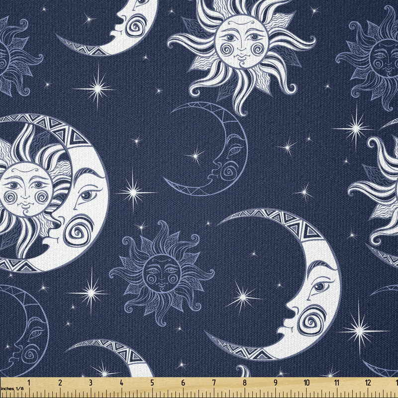 Ambesonne Half Moon Fabric by The Yard, Repeating Mystical Sky Elements Sun and Stars Illustration, Stretch Knit Fabric for Clothing Sewing and Arts Crafts, 1 Yard, Blue Ceil Arts & Entertainment > Hobbies & Creative Arts > Arts & Crafts > Crafting Patterns & Molds > Sewing Patterns Ambesonne Blue Ceil 2 Yards 