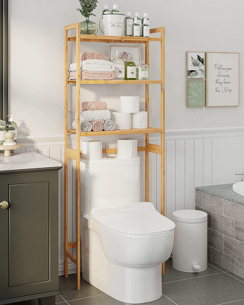 Ambird over the Toilet Storage, 3-Tier Bathroom Organizer over Toilet with Sturdy Bamboo Shelves,Multifunctional Toilet Shelf,Easy to Assemble and Saver Space, 25 * 10 * 64 Inches (Original Color) Home & Garden > Household Supplies > Storage & Organization AMBIRD Original  