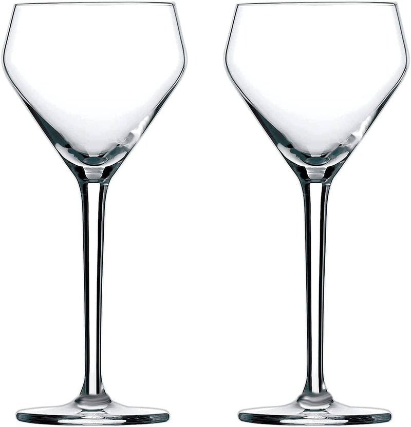 Amehla X the Educated Barfly Collection Coupe Glass Handblown Teardrop Nick and Nora Cocktail Glass - 6-Ounce, Set of 2 Martini Glasses for up Cocktails (Plain)