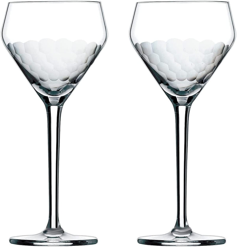 Amehla X the Educated Barfly Collection Coupe Glass Handblown Teardrop Nick and Nora Cocktail Glass - 6-Ounce, Set of 2 Martini Glasses for up Cocktails (Plain) Home & Garden > Kitchen & Dining > Barware Amehla Hand-Etched Honeycomb  