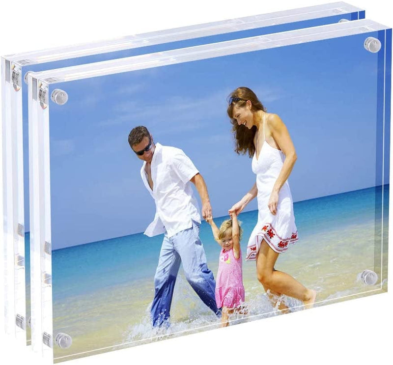 AMEITECH 4X4 Acrylic Picture Frame, Clear Double Sided Block Acrylic Photo Frames, Desktop Frameless Magnetic Photo Frames - 5 Pack Home & Garden > Decor > Picture Frames AMEITECH 2 6x8inch 