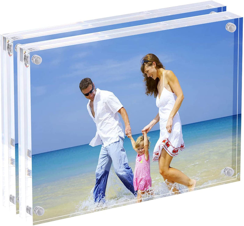 AMEITECH 4X4 Acrylic Picture Frame, Clear Double Sided Block Acrylic Photo Frames, Desktop Frameless Magnetic Photo Frames - 5 Pack Home & Garden > Decor > Picture Frames AMEITECH 2 3.5X5inch 