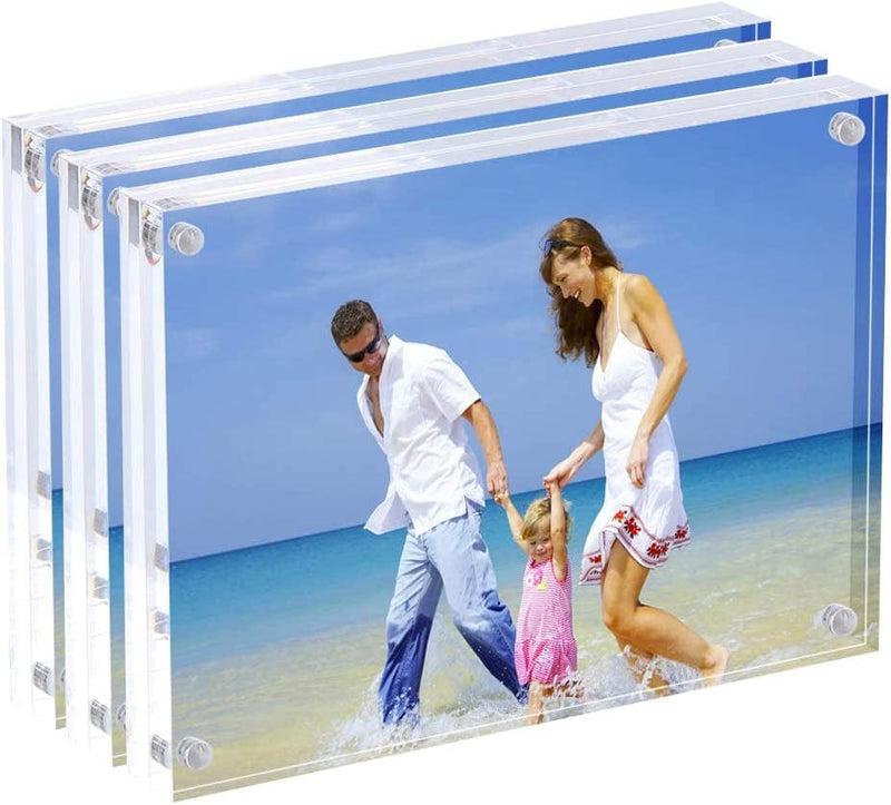 AMEITECH 4X4 Acrylic Picture Frame, Clear Double Sided Block Acrylic Photo Frames, Desktop Frameless Magnetic Photo Frames - 5 Pack Home & Garden > Decor > Picture Frames AMEITECH 3 5x7inch 