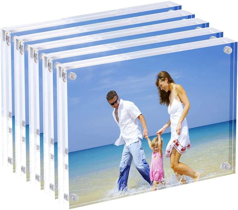 AMEITECH 4X4 Acrylic Picture Frame, Clear Double Sided Block Acrylic Photo Frames, Desktop Frameless Magnetic Photo Frames - 5 Pack Home & Garden > Decor > Picture Frames AMEITECH 5 6x8inch 