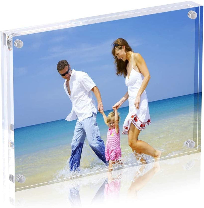 AMEITECH 4X4 Acrylic Picture Frame, Clear Double Sided Block Acrylic Photo Frames, Desktop Frameless Magnetic Photo Frames - 5 Pack Home & Garden > Decor > Picture Frames AMEITECH 1 5x7inch 