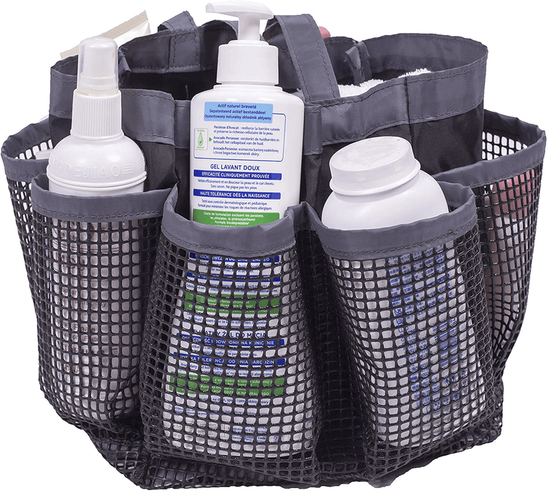 Amelitory Mesh Shower Caddy Portable Quick Dry Shower Tote Bag Hanging Bath Organizers 8 Compartments for Dorm,Bathroom,Gym,Camp,Gray Sporting Goods > Outdoor Recreation > Camping & Hiking > Portable Toilets & Showers Amelitory Gray  