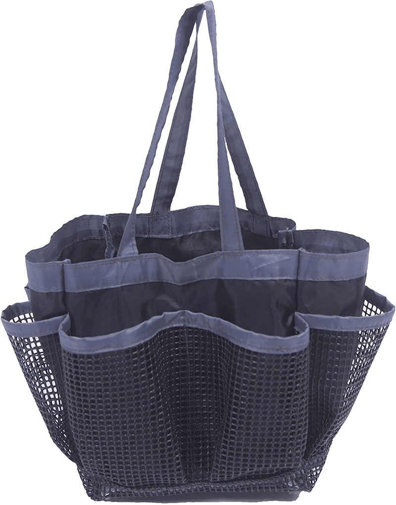 Amelitory Mesh Shower Caddy Portable Quick Dry Shower Tote Bag Hanging Bath Organizers 8 Compartments for Dorm,Bathroom,Gym,Camp,Gray