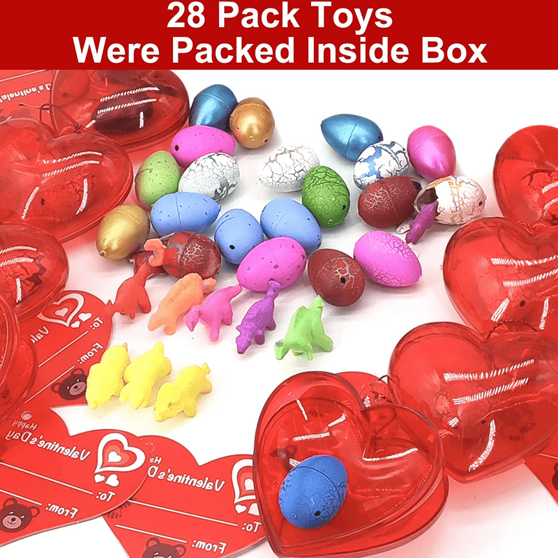 AMENON 28 Pack Kids Valentines Dino Eggs Party Favors Dinosaur Hatching Egg Filled Heart Valentine’S Day Cards Classroom School Exchange Party Supplies Valentines Gifts Boys Girls Game Prizes Carnival Home & Garden > Decor > Seasonal & Holiday Decorations AMENON   