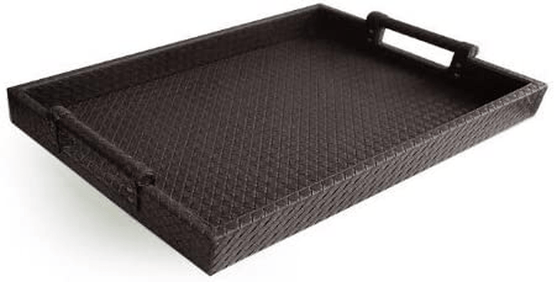 American Atelier Leather Serving Tray with Handles Home & Garden > Decor > Decorative Trays American Atelier 1  