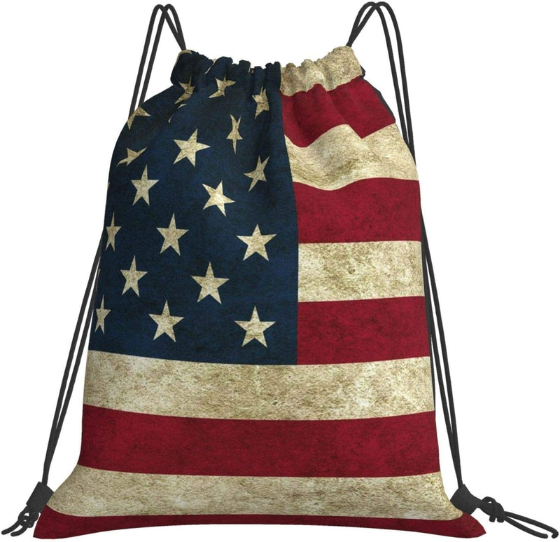 American Flag Drawstring Backpack String Bag Lightweight Gym Bag Sackpack Sports Backpack for Women Girls Gym Shopping Sport Yoga Home & Garden > Household Supplies > Storage & Organization Gocerktr American Flag  