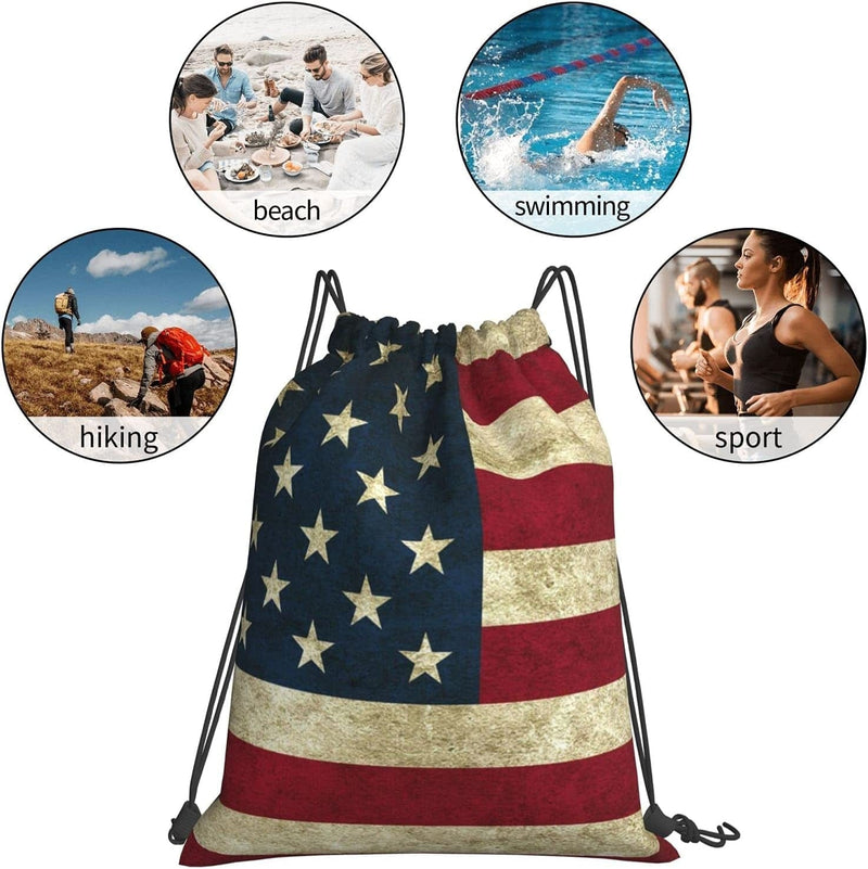 American Flag Drawstring Backpack String Bag Lightweight Gym Bag Sackpack Sports Backpack for Women Girls Gym Shopping Sport Yoga Home & Garden > Household Supplies > Storage & Organization Gocerktr   