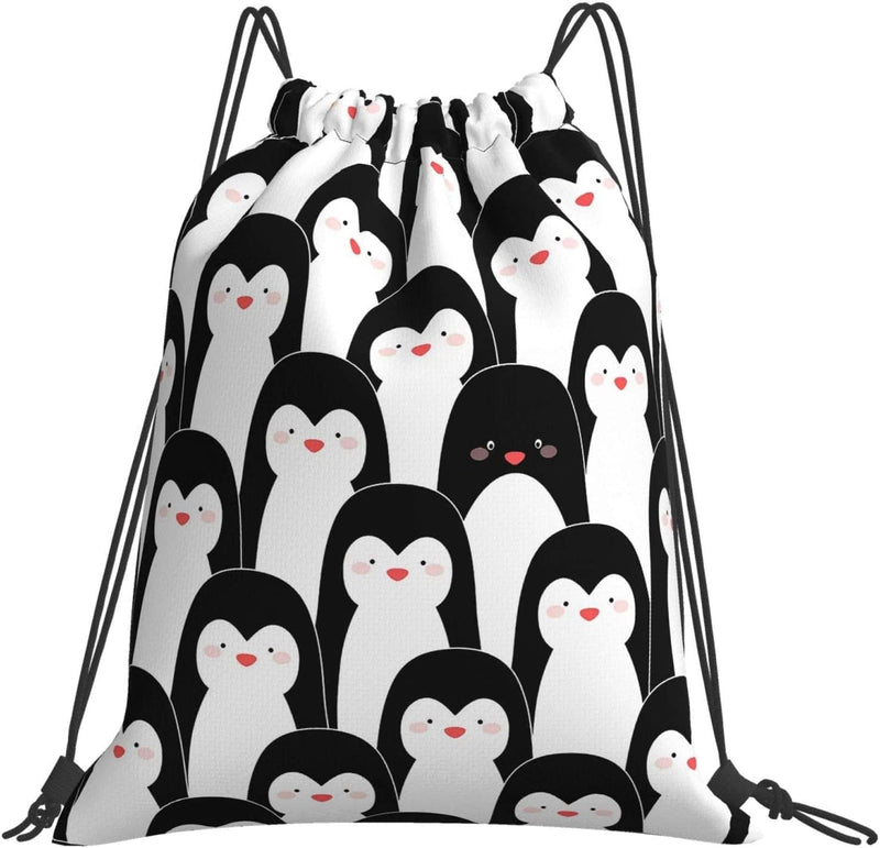 American Flag Drawstring Backpack String Bag Lightweight Gym Bag Sackpack Sports Backpack for Women Girls Gym Shopping Sport Yoga Home & Garden > Household Supplies > Storage & Organization Gocerktr Penguins  