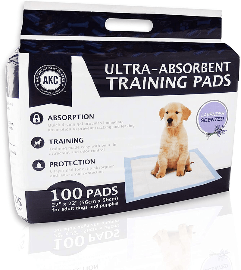 American Kennel Club Pet Training and Puppy Pads, Regular and Extra Large Animals & Pet Supplies > Pet Supplies > Dog Supplies > Dog Diaper Pads & Liners American Kennel Club Lavender Scented 22" x 22" - Pack of 100 