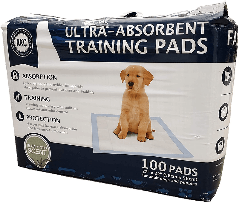 American Kennel Club Pet Training and Puppy Pads, Regular and Extra Large Animals & Pet Supplies > Pet Supplies > Dog Supplies > Dog Diaper Pads & Liners American Kennel Club Eucalyptus Scented 22" x 22" - Pack of 100 