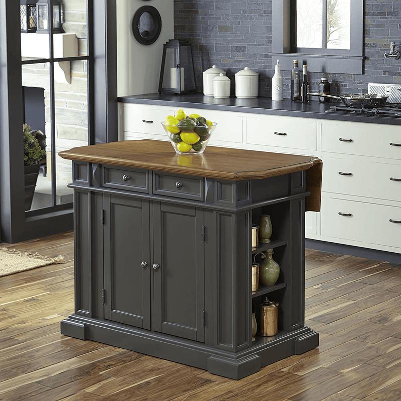 Americana Gray Kitchen Island with Drop Leaf by Home Styles Home & Garden > Kitchen & Dining > Food Storage Home Styles Grey Kitchen Island 