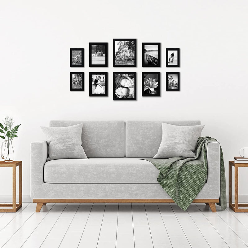 Americanflat 10 Piece Black Gallery Wall Picture Frame Set with 8X10, 5X7, and 4X6.Shatter-Resistant Glass. Picture Frames for Wall or Desk - Hanging Hardware and Easel Stands Included Home & Garden > Decor > Picture Frames Americanflat   
