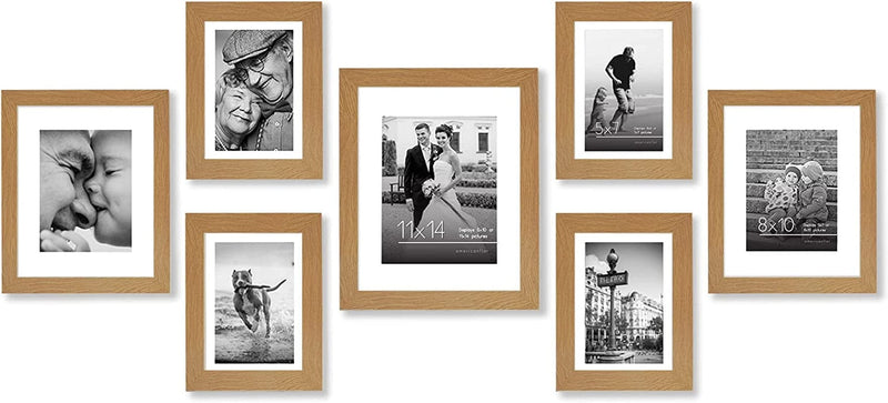 Americanflat 10 Piece Black Gallery Wall Picture Frame Set with 8X10, 5X7, and 4X6.Shatter-Resistant Glass. Picture Frames for Wall or Desk - Hanging Hardware and Easel Stands Included Home & Garden > Decor > Picture Frames Americanflat Oak 7 Pack 