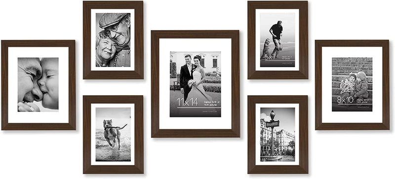 Americanflat 10 Piece Black Gallery Wall Picture Frame Set with 8X10, 5X7, and 4X6.Shatter-Resistant Glass. Picture Frames for Wall or Desk - Hanging Hardware and Easel Stands Included Home & Garden > Decor > Picture Frames Americanflat Walnut 7 Pack 