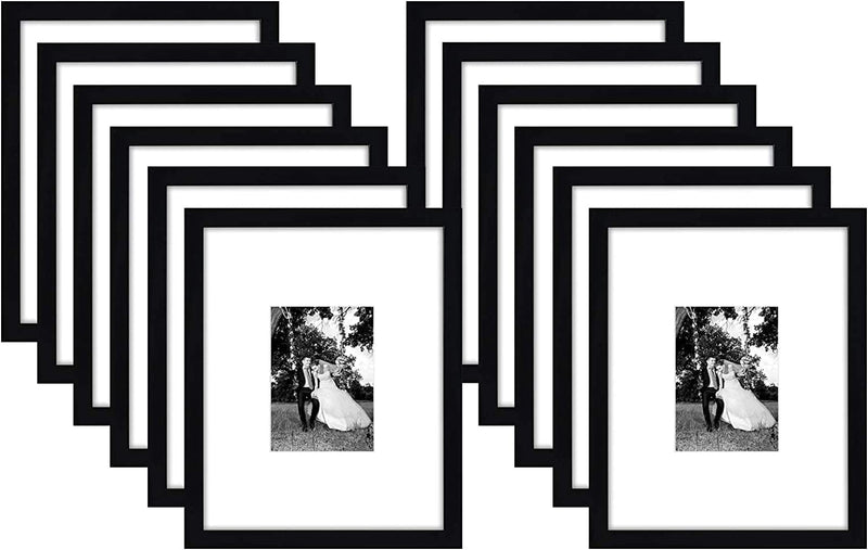 Americanflat 11X14 Picture Frame in White - Displays 5X7 with Mat and 11X14 without Mat - Composite Wood with Shatter Resistant Glass - Horizontal and Vertical Formats for Wall Home & Garden > Decor > Picture Frames Americanflat Black 12 Pack 
