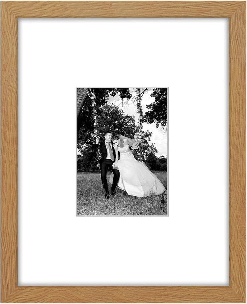 Americanflat 11X14 Picture Frame in White - Displays 5X7 with Mat and 11X14 without Mat - Composite Wood with Shatter Resistant Glass - Horizontal and Vertical Formats for Wall Home & Garden > Decor > Picture Frames Americanflat Oak 1 Pack 