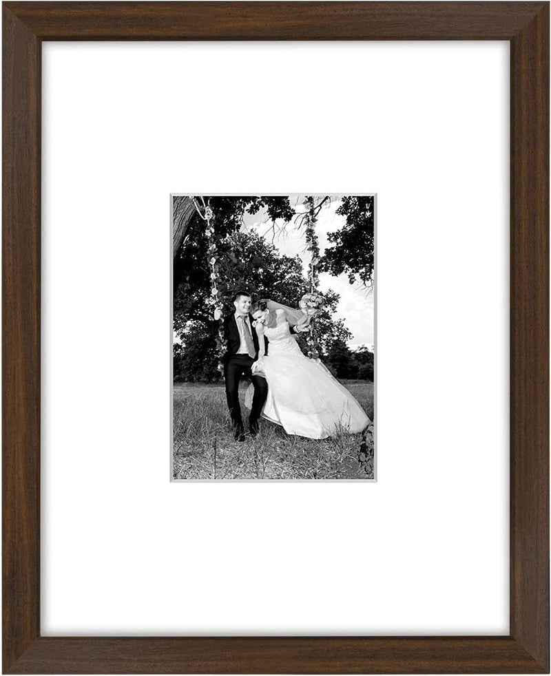 Americanflat 11X14 Picture Frame in White - Displays 5X7 with Mat and 11X14 without Mat - Composite Wood with Shatter Resistant Glass - Horizontal and Vertical Formats for Wall Home & Garden > Decor > Picture Frames Americanflat Walnut 1 Pack 