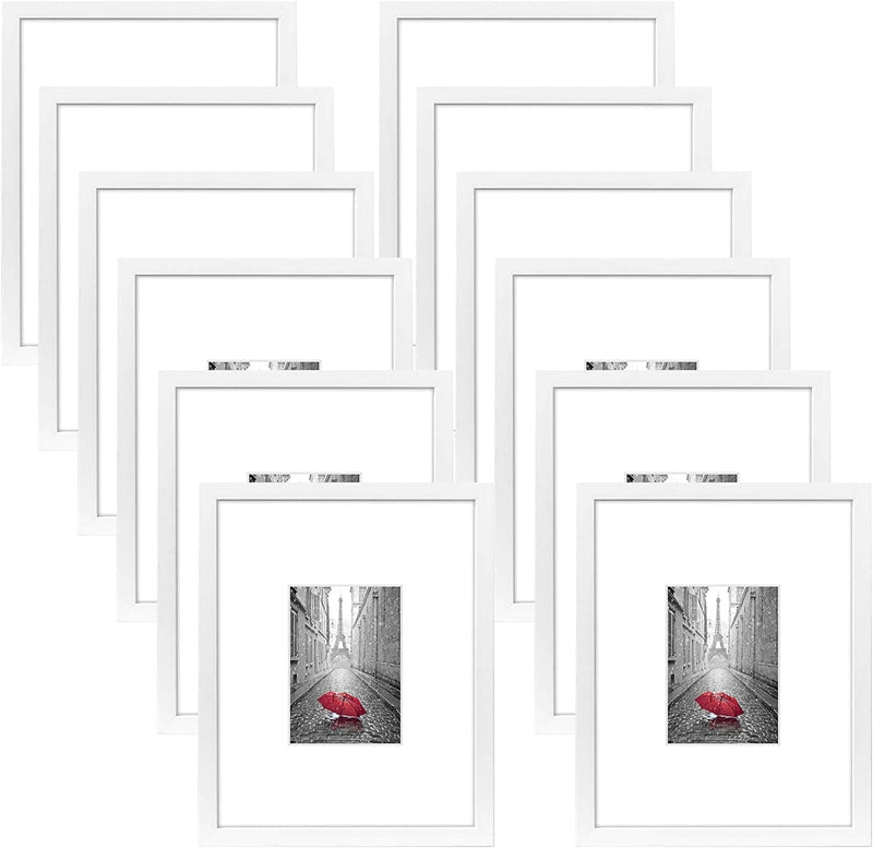 Americanflat 11X14 Picture Frame in White - Displays 5X7 with Mat and 11X14 without Mat - Composite Wood with Shatter Resistant Glass - Horizontal and Vertical Formats for Wall Home & Garden > Decor > Picture Frames Americanflat White 12 Pack 