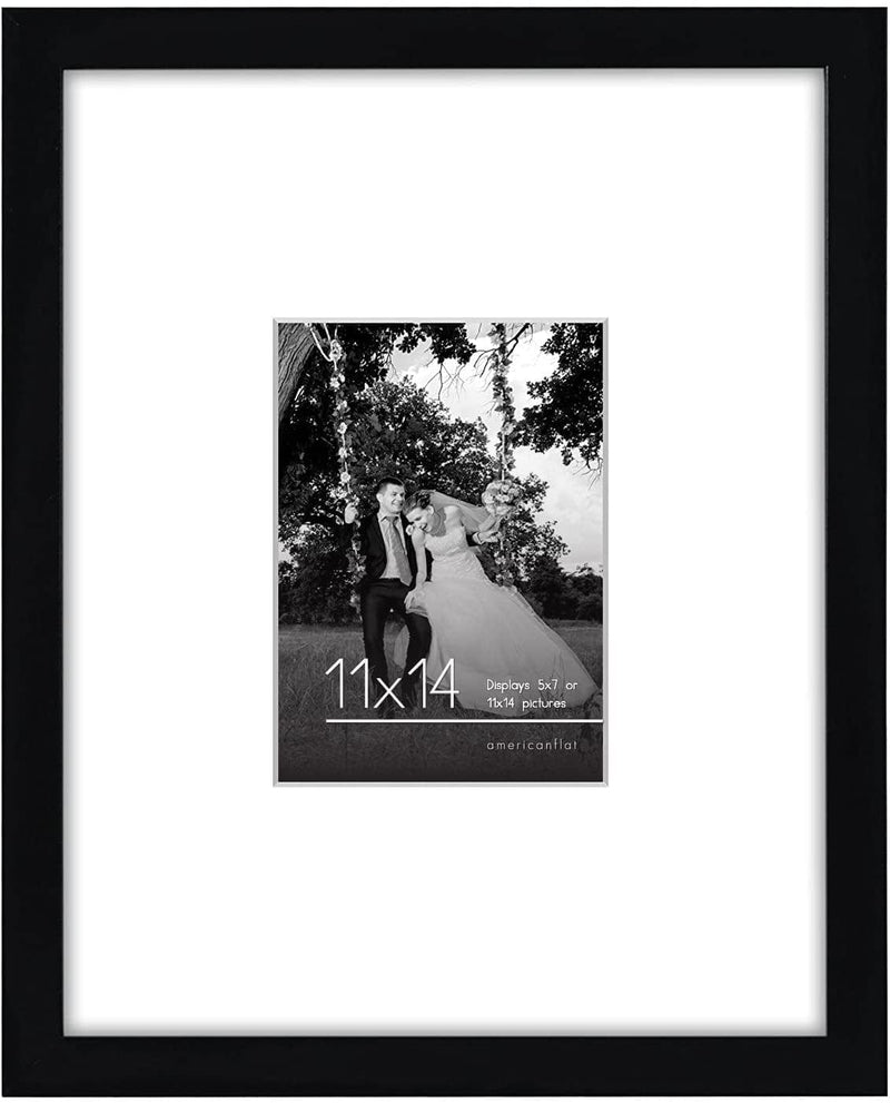 Americanflat 11X14 Picture Frame in White - Displays 5X7 with Mat and 11X14 without Mat - Composite Wood with Shatter Resistant Glass - Horizontal and Vertical Formats for Wall Home & Garden > Decor > Picture Frames Americanflat Black 1 Pack 