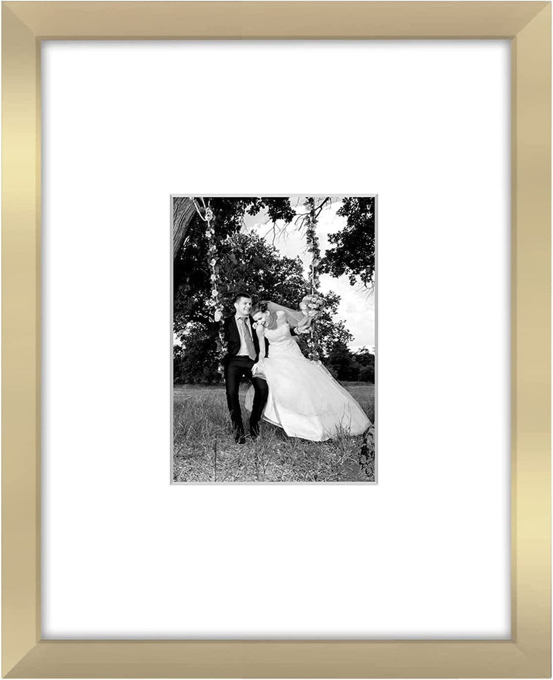 Americanflat 11X14 Picture Frame in White - Displays 5X7 with Mat and 11X14 without Mat - Composite Wood with Shatter Resistant Glass - Horizontal and Vertical Formats for Wall Home & Garden > Decor > Picture Frames Americanflat Gold 1 Pack 