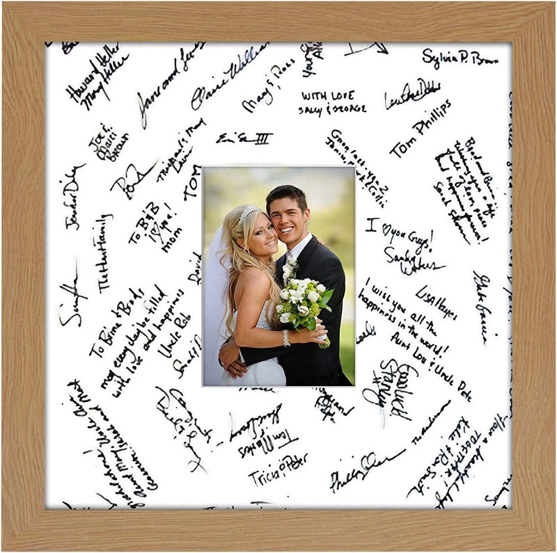 Americanflat 14X14 Black Wedding Signature Picture Frame Displays 5X7 Photo with Polished Glass Home & Garden > Decor > Picture Frames Americanflat Oak 1 Pack 
